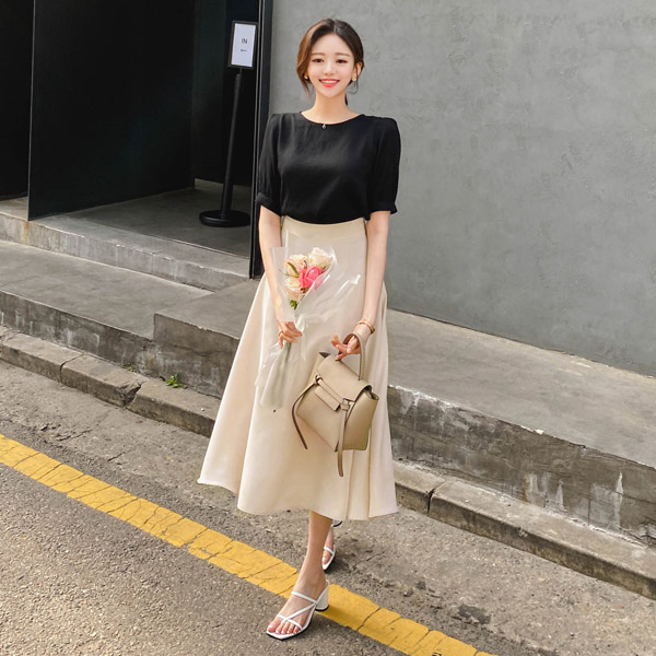 sk4770 풍성한 플레어 라인의 3가지 기장타입 베이직 스커트 skirt