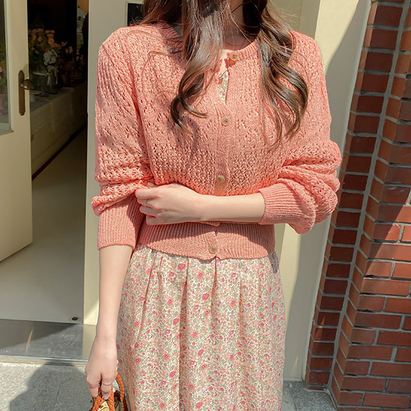 cd1821 로아즈 스카시 펀칭 라운드 가디건