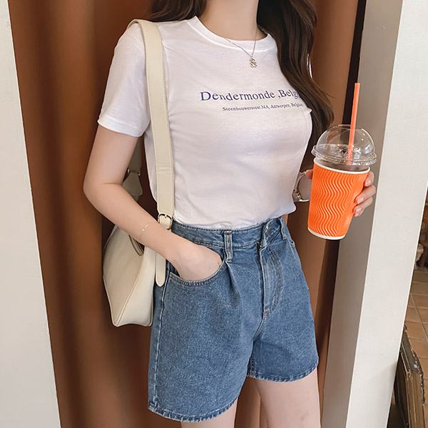 ts2496 놀라운 가성비로 제작된 베이직 레터링 라운드넥 반팔 티셔츠 tee