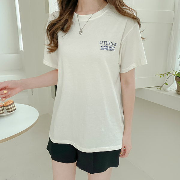 ts2514 새러데이 레터링 쿨링코튼 반팔 티셔츠