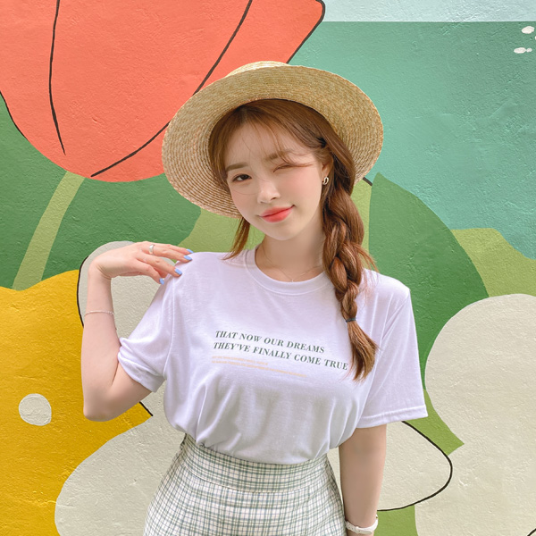 ts2517 놀라운 가성비의 레이온 혼방 소재로 완성된 레터링 라운드 반팔 티셔츠 tee