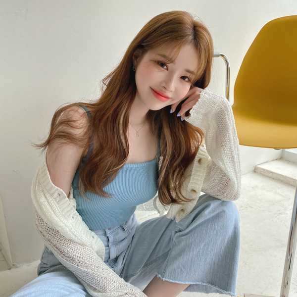 ts2518 레이어드로 활용하기 좋은 쫀쫀한 패브릭의 6가지 컬러 구성 슬림 골지 나시 tee