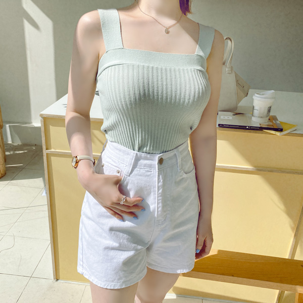 nt2730 쫀쫀한 패브릭으로 완성된 6가지 파스텔 컬러 구성의 스퀘어넥 골지 니트 나시 knit