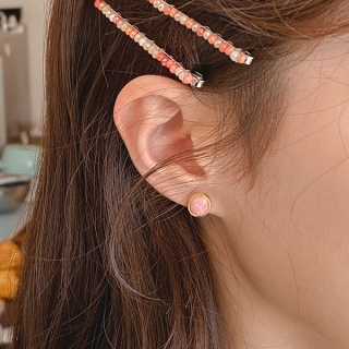ac5067 영롱한 컬러 자개 큐빅 골드 프레임 이어링 earring