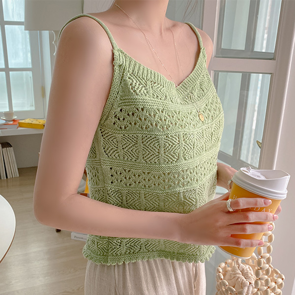 nt2754 경쾌하고 귀여운 무드의 세미 루즈핏 뜨개 뷔스티에 니트 knit