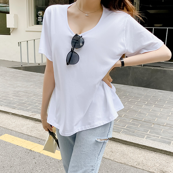 ts2578 휴식같은 브라캡 내장 디자인의 옆슬릿 루즈핏 라운드넥 티셔츠 tee