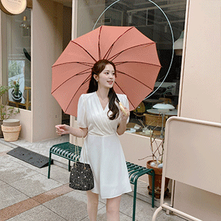 핀턱 장식의 랩스타일 플레어라인 미니 쉬폰 원피스 dress  여름 원피스