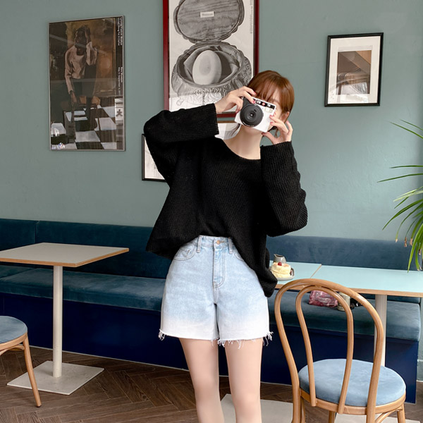ps2947 썸머시즌 특별한 포인트가 될 그라데이션 워싱의 하이웨스트 데님 숏 팬츠 pants