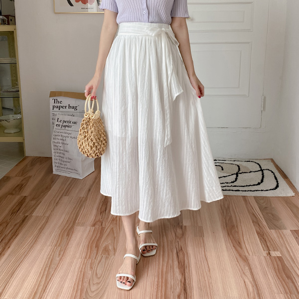 sk4878 여리한 무드의 리본 스트랩 레이스 롱 스커트 skirt