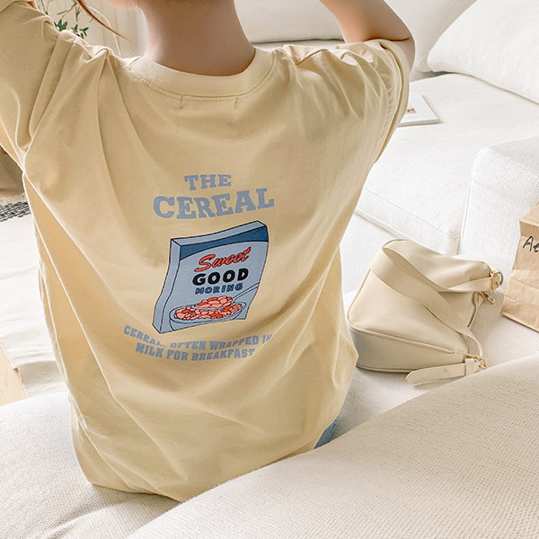 ts2618 씨리얼 일러스트 루즈핏 코튼 반팔 여름 티셔츠
