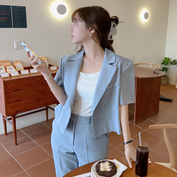 jk1639 세련된 썸머 크롭기장 반팔 자켓 jacket