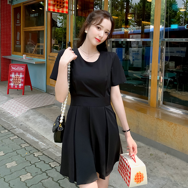 op12138 스타일리쉬한 히든 팬츠 디자인의 반팔 미니 점프수트 jumpsuit
