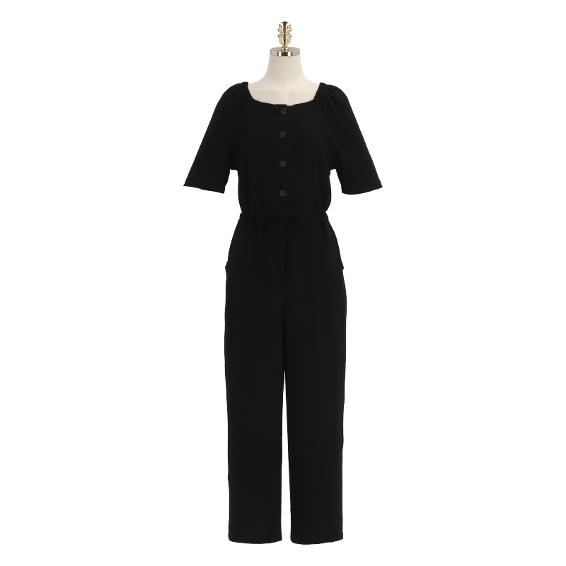 スクエアネックリネンジャンプスーツ 韓国レディースファッション通販attrangs アットランス