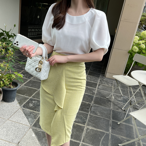 bs6224 레티 나그랑 핀턱 시스루 블라우스