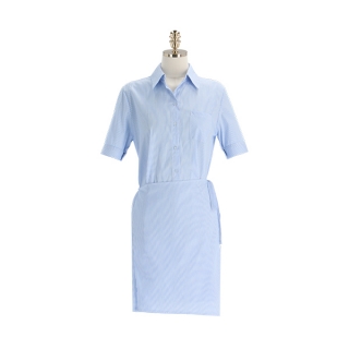청량한 스트라이프 패턴의 H라인 미니 랩 셔츠 원피스 dress