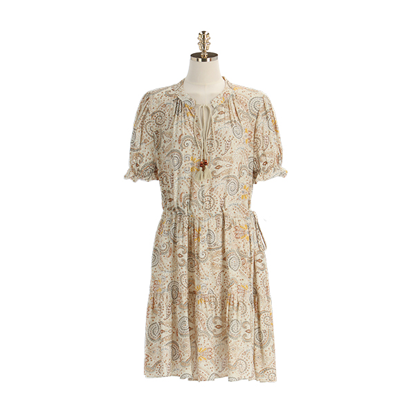 op12179 페이즐리 패턴의 캉캉 디자인 헨리넥 미니 원피스 dress