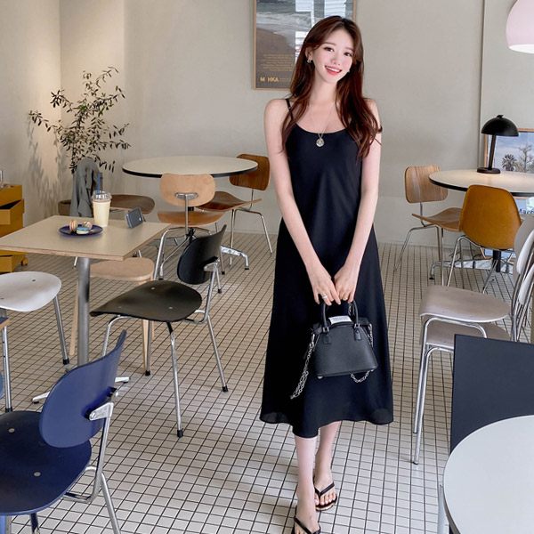 op12209 매끈한 터치감의 세미A라인 슬리브리스 롱원피스 dress