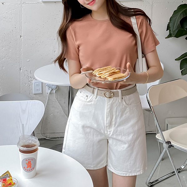 ts2700 텐션감 좋은 후라이스 스판소재의 라운드넥 슬림핏 반팔 티셔츠 tee