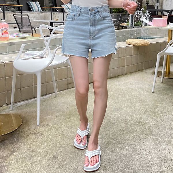 ps3098 시원한 컬러감의 데미지 포인트 3부 데님 쇼츠 pants