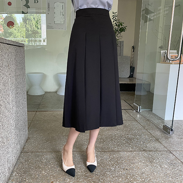 sk4957 시어드 핀턱 A라인 롱 스커트