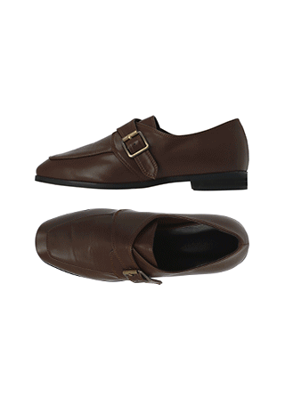 sh2465 클래식한 골드 버클 장식의 슬림 스퀘어토 로우굽 로퍼 shoes