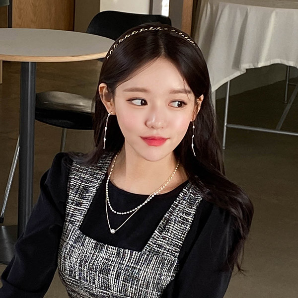 ac5207 트렌디한 포인트를 더해주는 체인 장식 슬림 헤어밴드 hairband