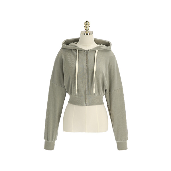 jp421 부드러운 터치감의 크롭 후드 집업 jumper