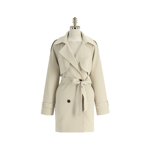 ct1339 간절기 데일리룩 벨트세트 더블 숏 트렌치 coat