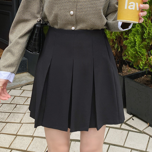 걸리시한 무드의 플리츠 주름 뒷밴딩 미니 스커트 skirt