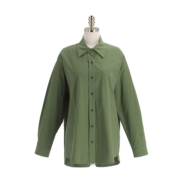 bs6496 데일리 베이직 아이템 루즈핏 언밸런스 포켓 셔츠 blouse