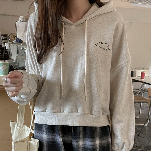 ts2831 데일리 루즈핏 크롭기장 레터링 후드 맨투맨 tee