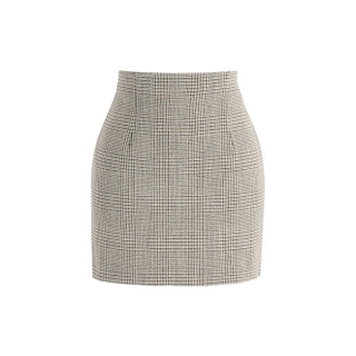 클래식한 잔체크 패턴의 H라인 미니 스커트 skirt