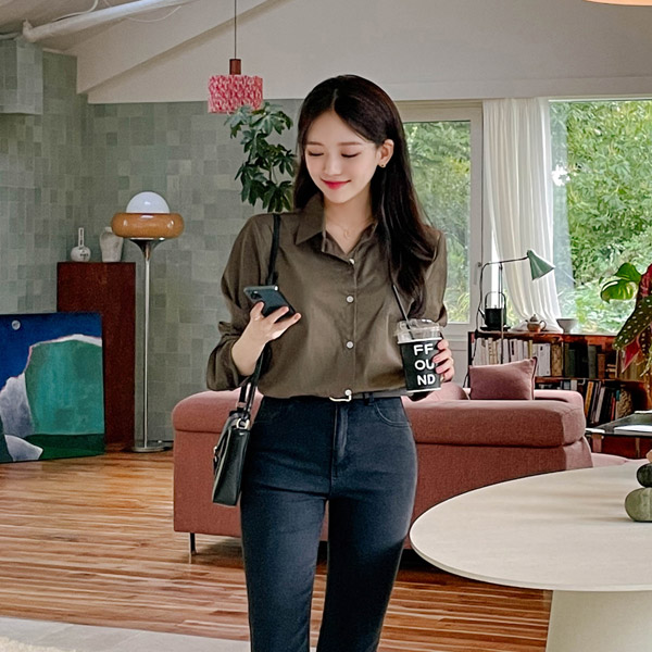 bs6529 군더더기없이 깔끔한 루즈핏 베이직 코튼셔츠 blouse