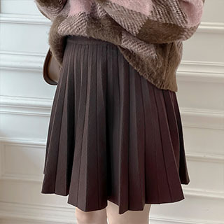 sk5112(A) 포근한 니트 패브릭의 플리츠 허리밴딩 A라인 미니 스커트 skirt