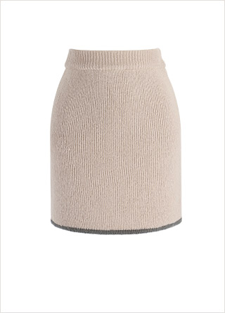 sk5114 여성스러운 밑단 배색 라인의 H라인 니트 스커트 skirt