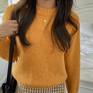 [울함유] 브러쉬 터치감의 울혼방 루즈핏 라운드 니트 knit
