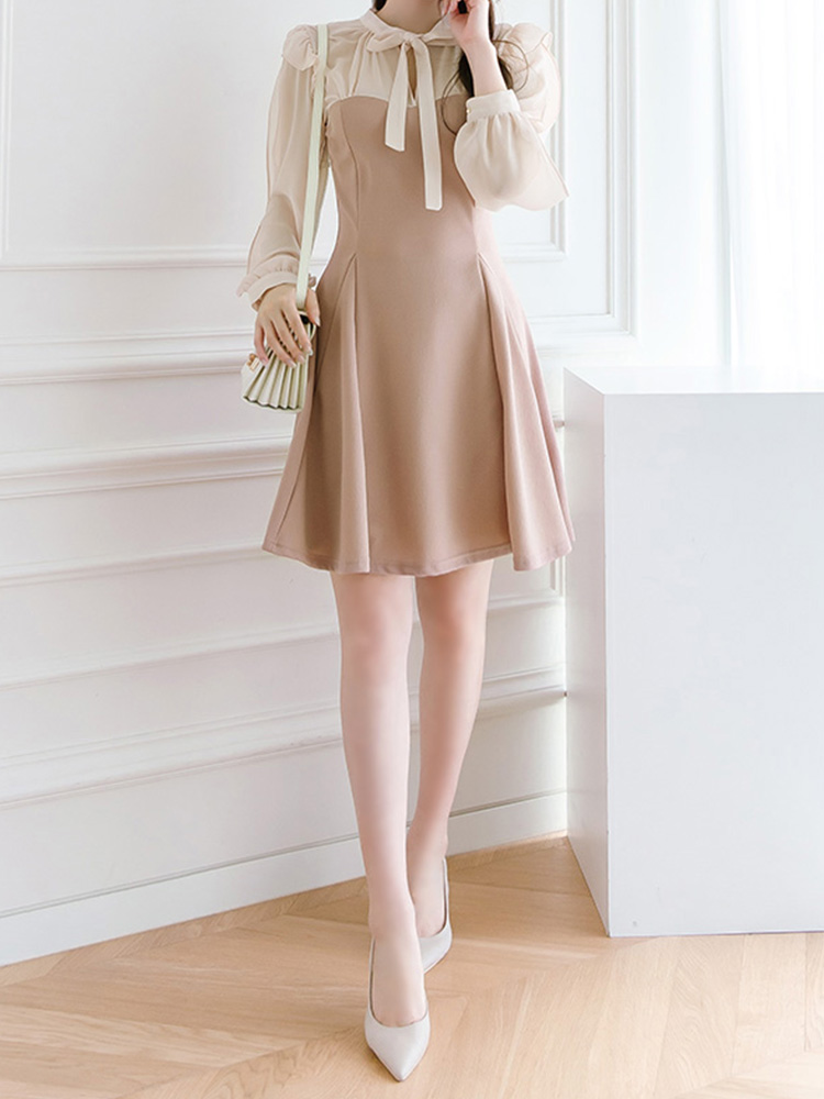 バスト切り替えフレアミニワンピース 韓国レディースファッション通販attrangs アットランス