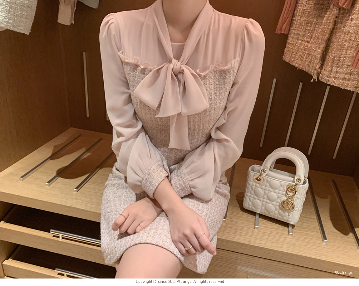 op12975 Mock Layer Tweed Dress | ATTRANGS: Shop Korean fashion clothing,  bags, shoes and accessories for women
