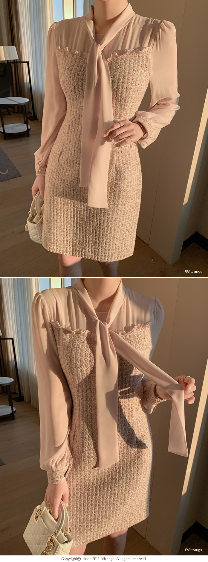 op12975 Mock Layer Tweed Dress | ATTRANGS: Shop Korean fashion clothing,  bags, shoes and accessories for women