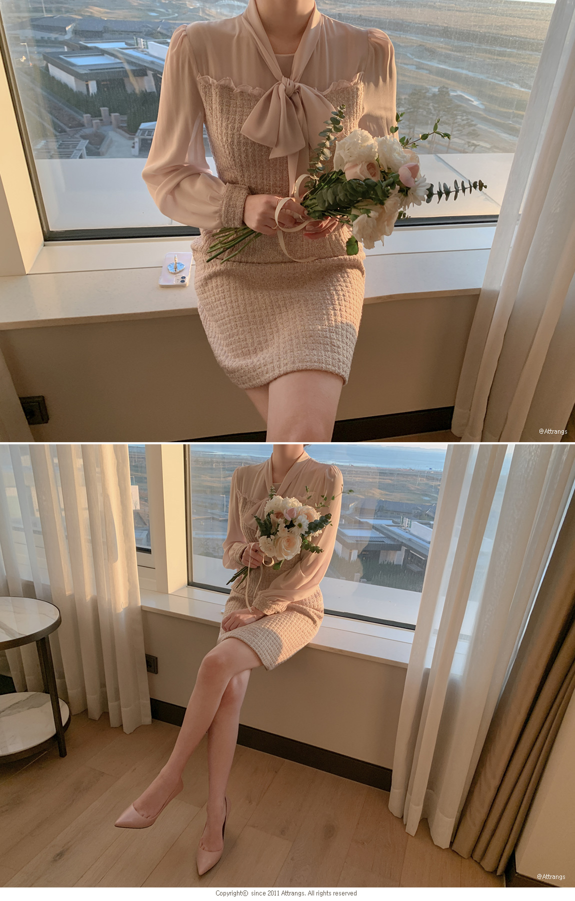 op12975 Mock Layer Tweed Dress | ATTRANGS: Shop Korean fashion clothing,  bags, shoes and accessories for women
