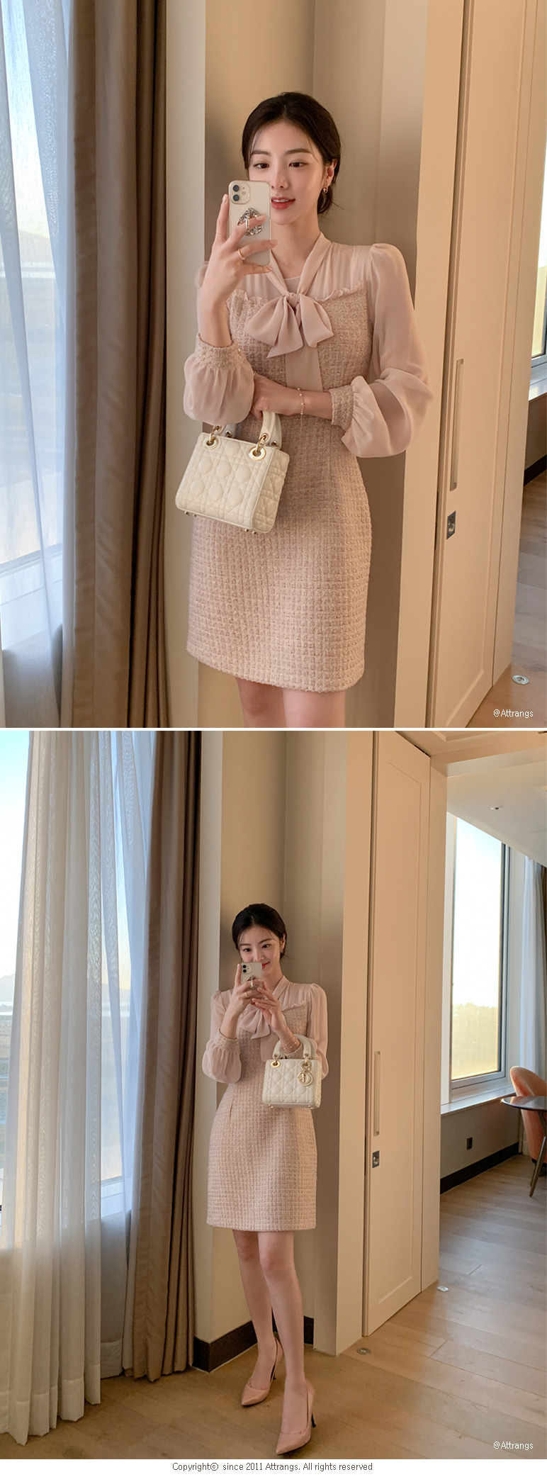 op12975 Mock Layer Tweed Dress | ATTRANGS: Shop Korean fashion clothing,  bags, shoes and accessories for women