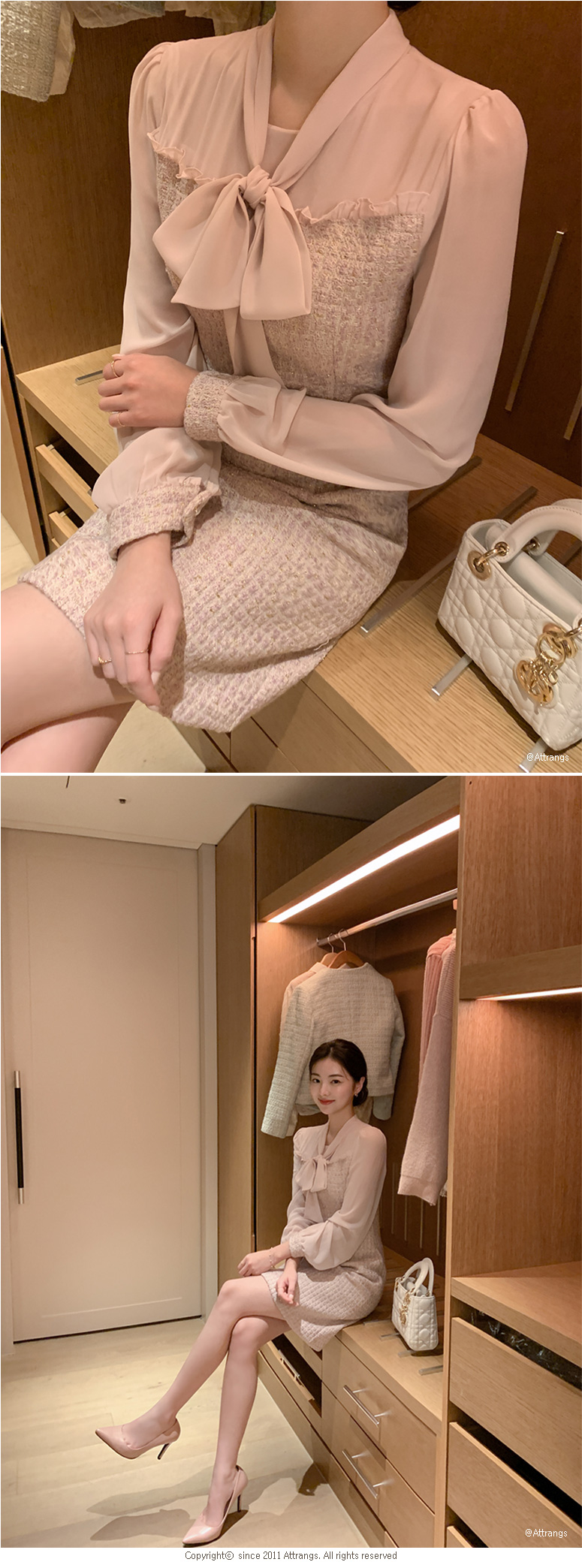 op12975 Mock Layer Tweed Dress | ATTRANGS: Shop Korean fashion clothing,  bags, shoes and accessories for women
