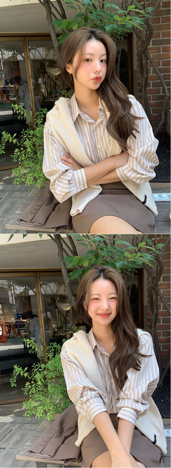 [울50%/무지&꽈배기] 램스울 2타입 히든버튼 크롭 V넥 가디건 버튼가디건 골지 브이넥 가디건 데이트룩,나들이룩,출근룩,하객룩,데일리룩,크롭가디건,봄가디건 cd2276 상세 이미지 21