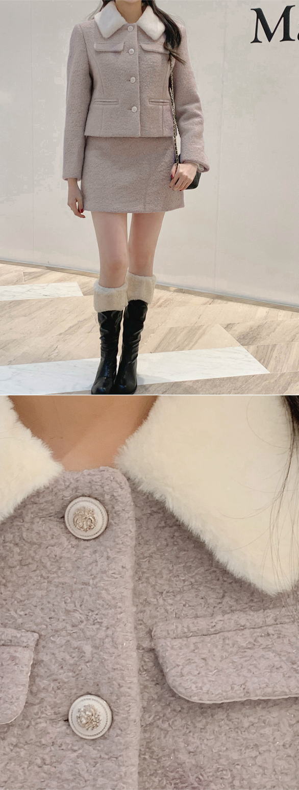 🚚당일발송  [울50%,카라탈부착] 퍼카라 자켓과 스커트 부클 트위드 셋업 데일리룩,데이트룩,출근룩,나들이룩,하객룩,모임룩,투피스 st2363 상세 이미지 35