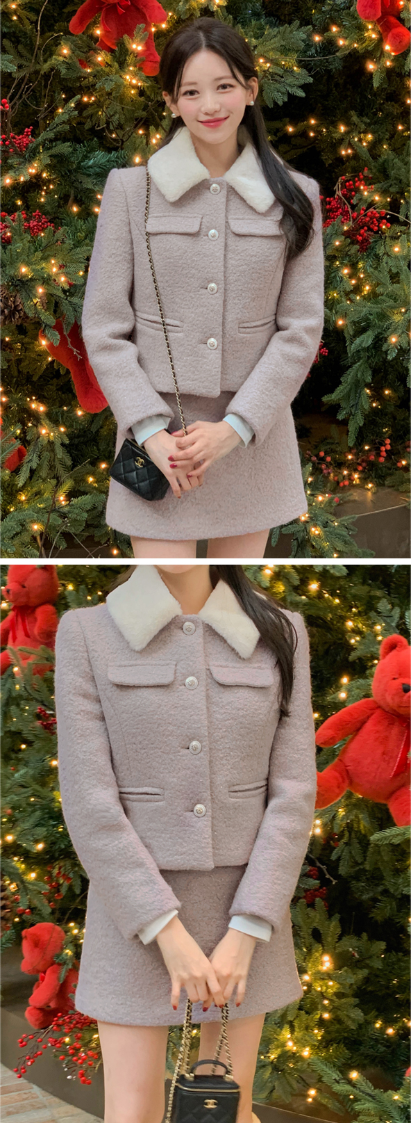 🚚당일발송  [울50%,카라탈부착] 퍼카라 자켓과 스커트 부클 트위드 셋업 데일리룩,데이트룩,출근룩,나들이룩,하객룩,모임룩,투피스 st2363 상세 이미지 38