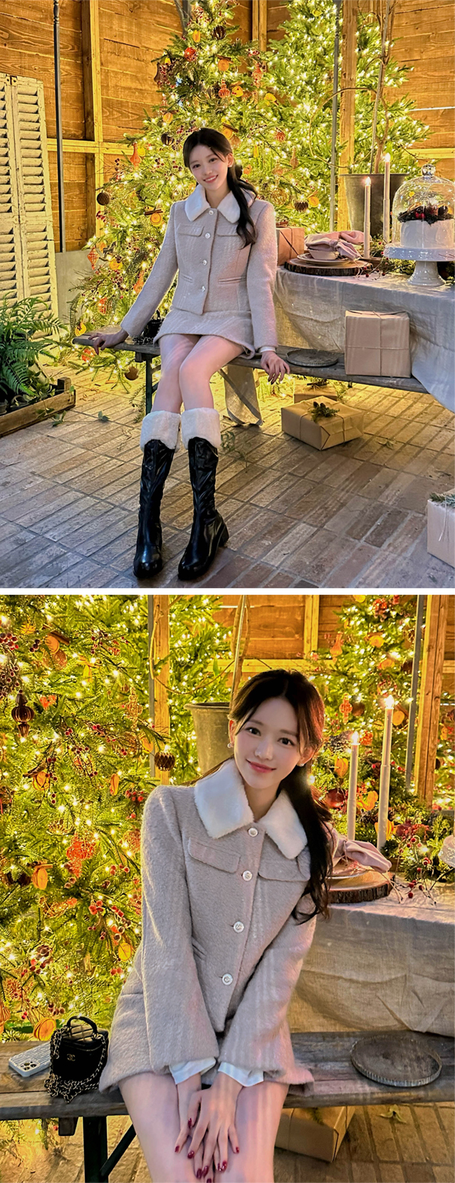 🚚당일발송  [울50%,카라탈부착] 퍼카라 자켓과 스커트 부클 트위드 셋업 데일리룩,데이트룩,출근룩,나들이룩,하객룩,모임룩,투피스 st2363 상세 이미지 46