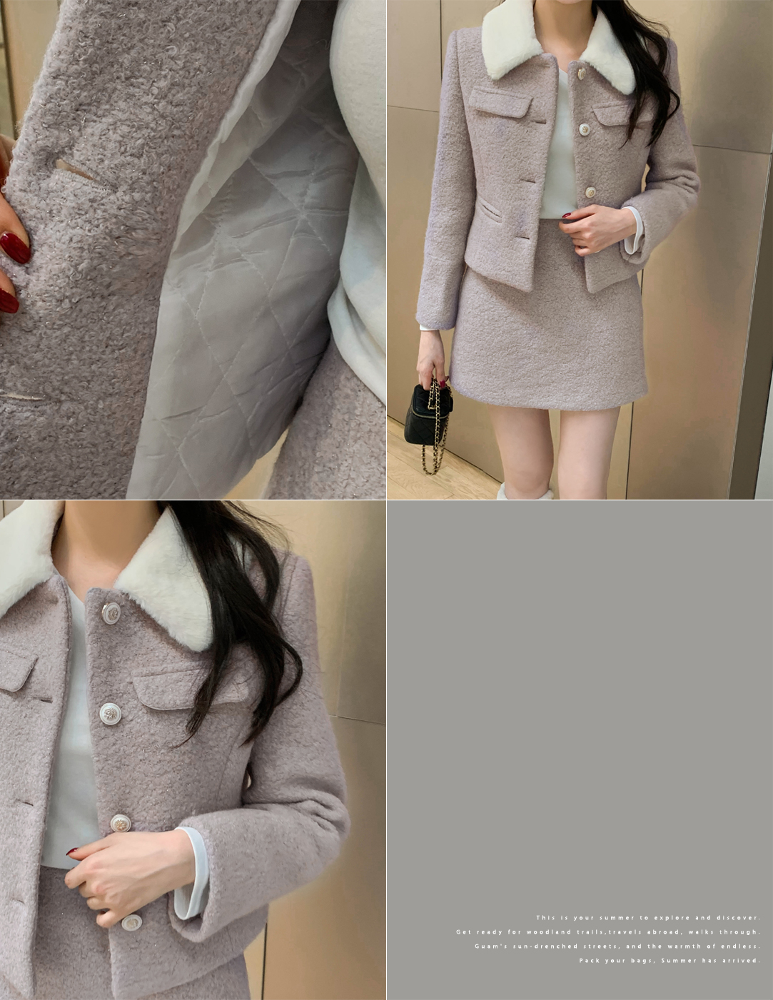 🚚당일발송  [울50%,카라탈부착] 퍼카라 자켓과 스커트 부클 트위드 셋업 데일리룩,데이트룩,출근룩,나들이룩,하객룩,모임룩,투피스 st2363 상세 이미지 47