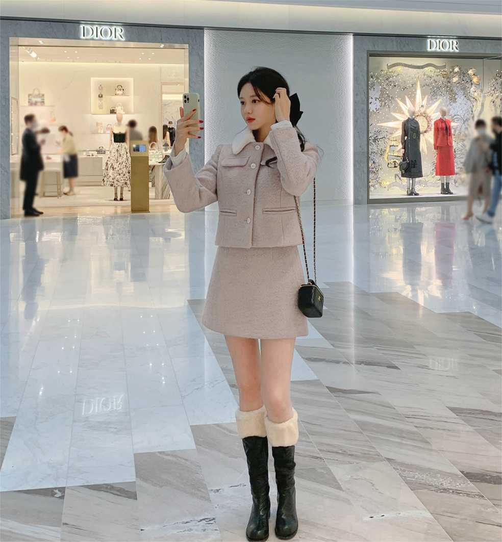 🚚당일발송  [울50%,카라탈부착] 퍼카라 자켓과 스커트 부클 트위드 셋업 데일리룩,데이트룩,출근룩,나들이룩,하객룩,모임룩,투피스 st2363 상세 이미지 34