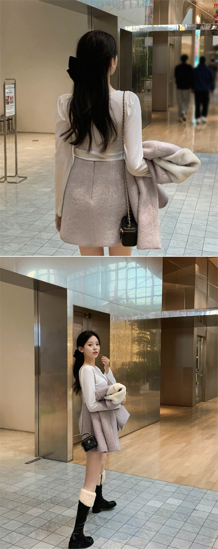 🚚당일발송  [울50%,카라탈부착] 퍼카라 자켓과 스커트 부클 트위드 셋업 데일리룩,데이트룩,출근룩,나들이룩,하객룩,모임룩,투피스 st2363 상세 이미지 55