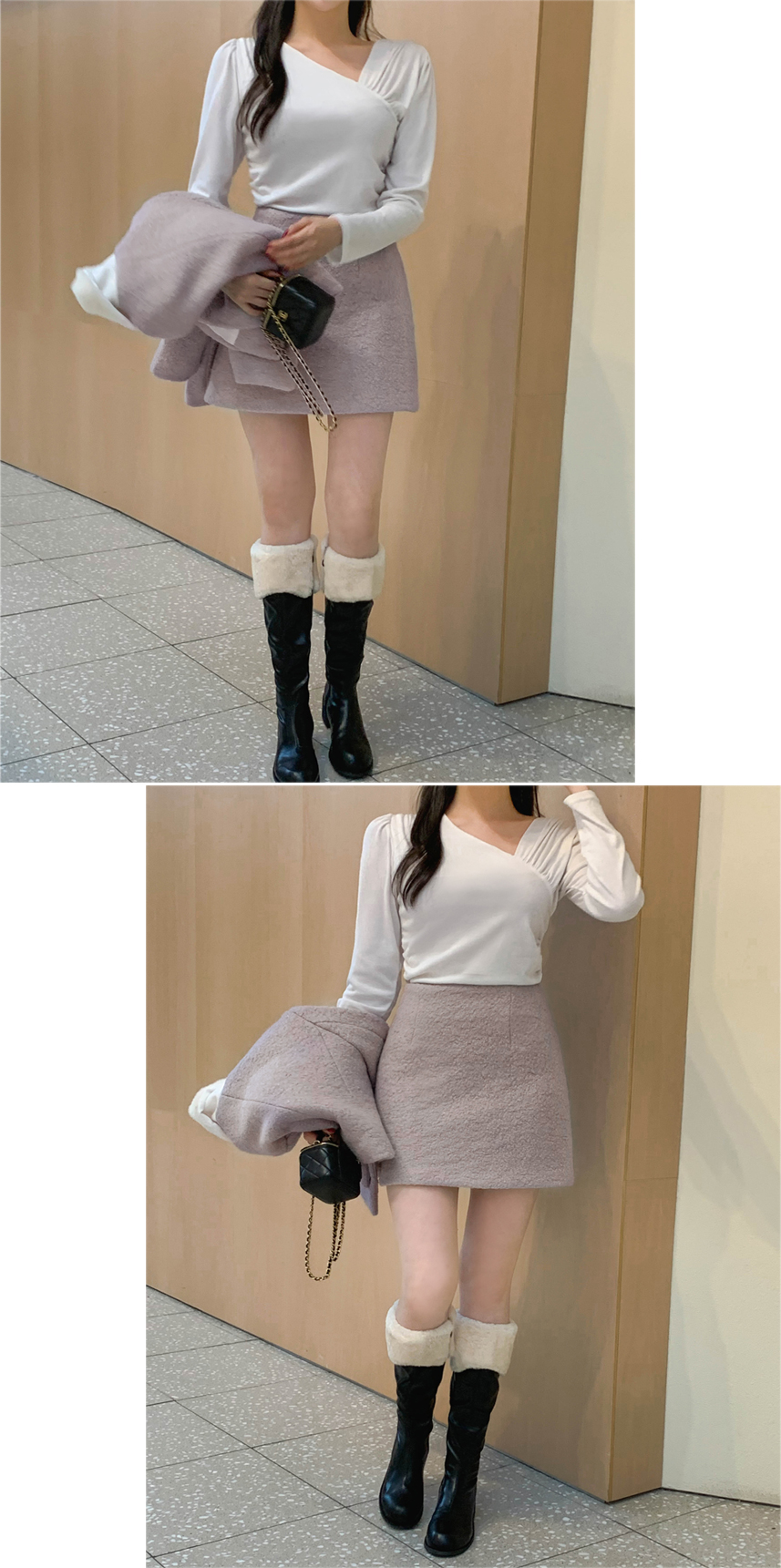 🚚당일발송  [울50%,카라탈부착] 퍼카라 자켓과 스커트 부클 트위드 셋업 데일리룩,데이트룩,출근룩,나들이룩,하객룩,모임룩,투피스 st2363 상세 이미지 61